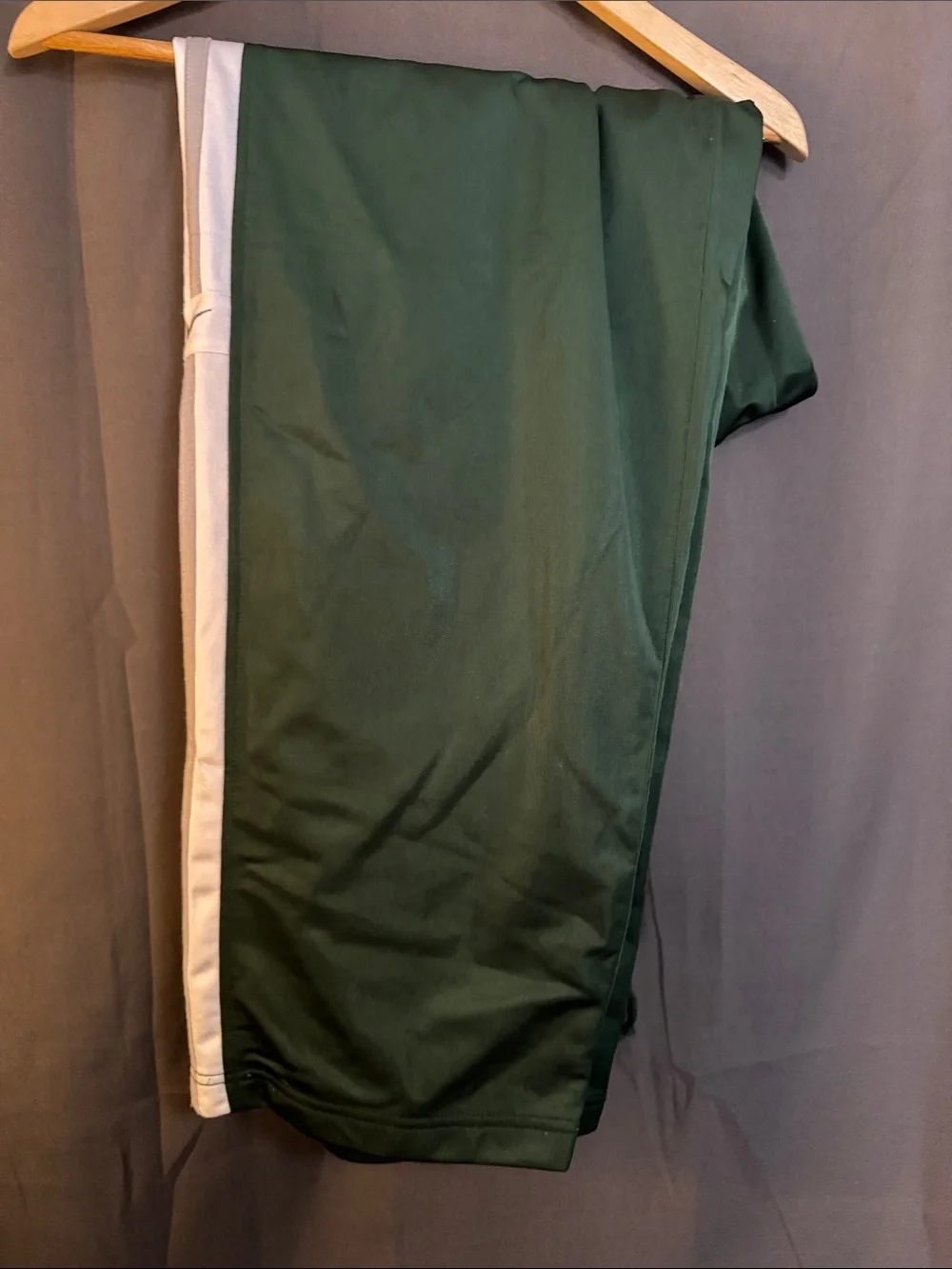 Nike Women's Dark Green Track Shorts with White Side Stripe